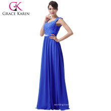 Grace Karin Gray Blue Purple Long Evening Dresses Lace Chiffon Backless Formal Gown Night Dress CL6231-2